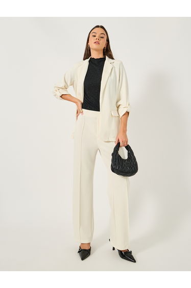 Tapered Knit Pants with Elastic Waistband