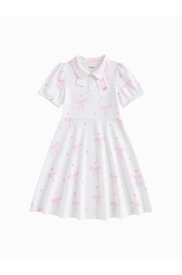 Girls' Short Sleeve Printed Flowy Dress