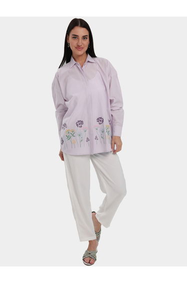 Placement Embroidered Shirt and Pant Modest Set