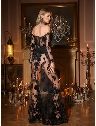 Oswulf Off Shoulder Flower Maxi Dress - 5