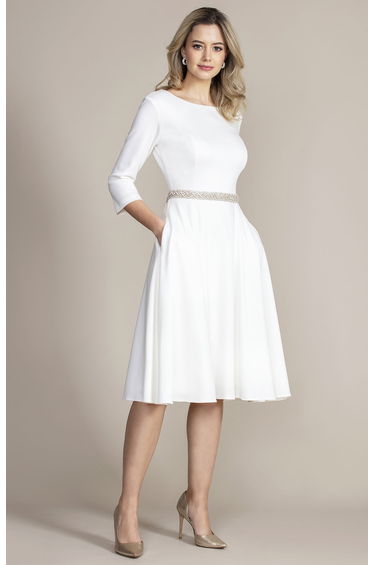 Georgia Satin A-Line Midi Bridal Dress