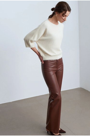 Dilvin Women's Faux Leather Flare Pants product thumbnail 4
