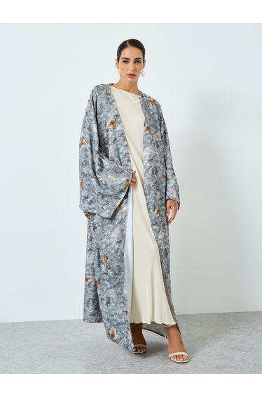Women Graphic Printed Batwing Sleeve Abaya