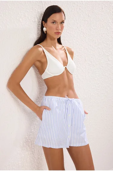 Striped Woven Beach Shorts Skirt