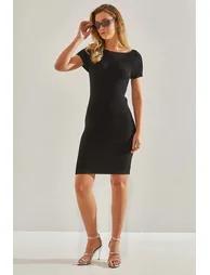 LUCCI Slim Fit Crew Neck Midi Dress