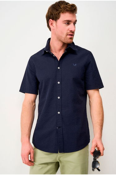 Ss Seersucker Shirt Navy