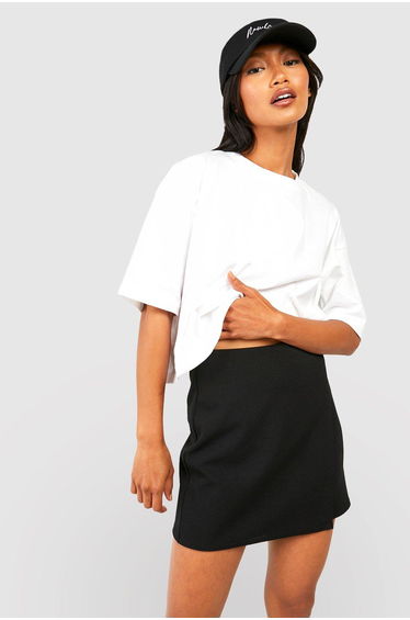 Wrap Over Crepe Mini Skirt - black
