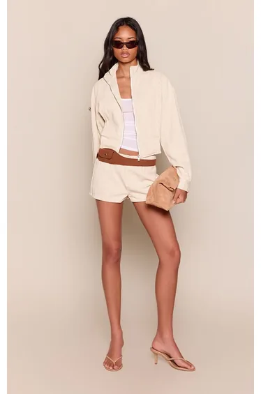 White Zip Up Denim Jacket