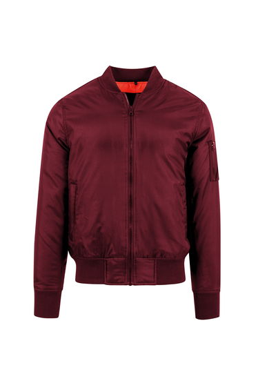 Mens Contrast Bomber Jacket - Burgundy