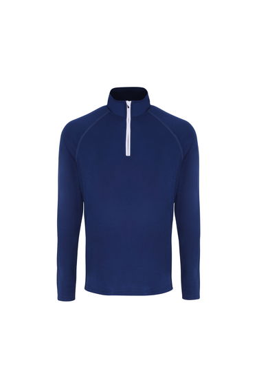 TriDri Mens Long Sleeve Performance Quarter Zip Top - Navy/White