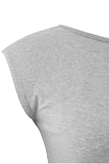 Gray Melange Premium Soft Fabric Fitted Kayak/Madonna Collar Flexible Knitted Blouse product thumbnail 2