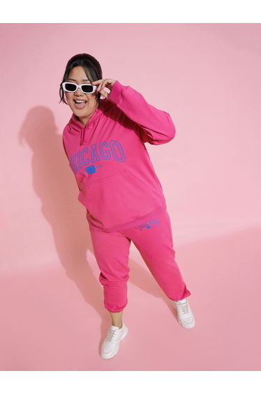 Plus Size Pink Chicago Print Jogger