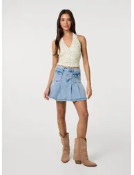 Lemon Printed Lace Halter Neck Top - 1