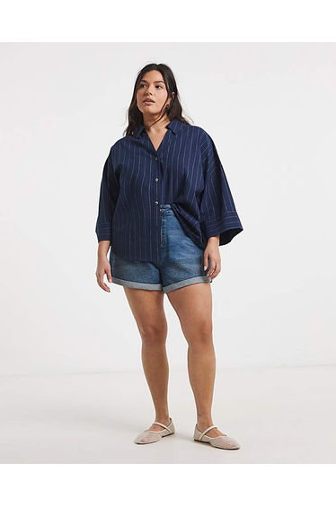 Navy Stripe Boxy Shirt