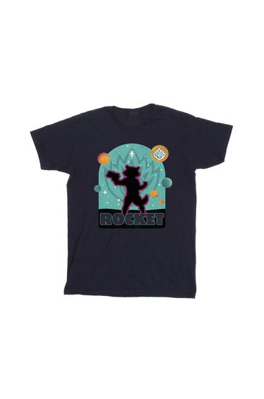 Guardians Of The Galaxy Volume 3 Boys Rocket Raccoon Badge Cotton T-Shirt - Navy Blue