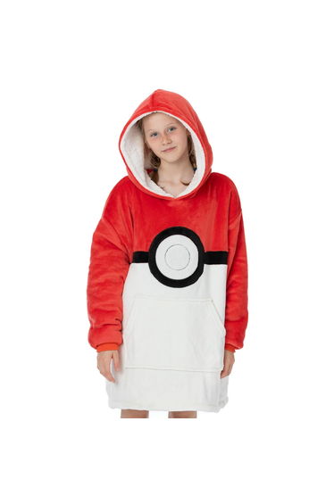 Pokemon Childrens/Kids Oversized Hoodie Blanket - Red/White/Black
