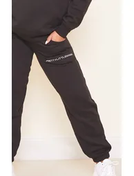 Maternity Black Embroidered Pretty Little Mama Joggers - 3