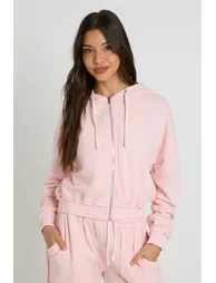 Washed Loopback Distressed Straight Leg Jogger - light pink - 2