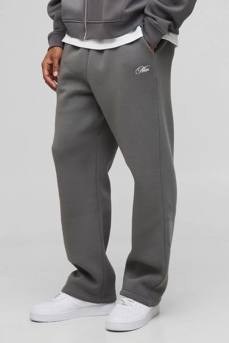 Oversized Man Script Drop Crotch Joggers - charcoal