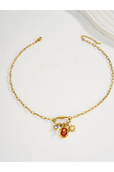 Women Gold Charm Pendant Necklace