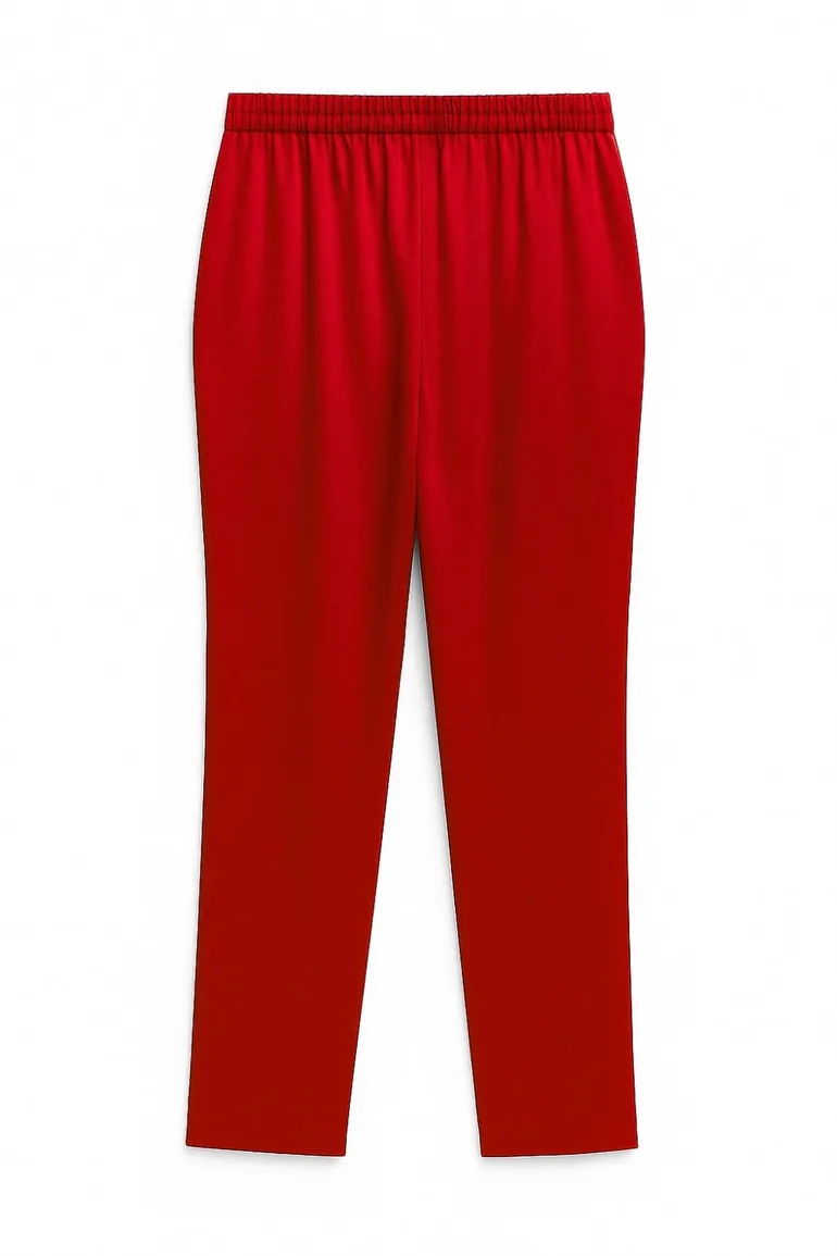 Mizalle Elastic Waist Slim Leg Satin Trousers