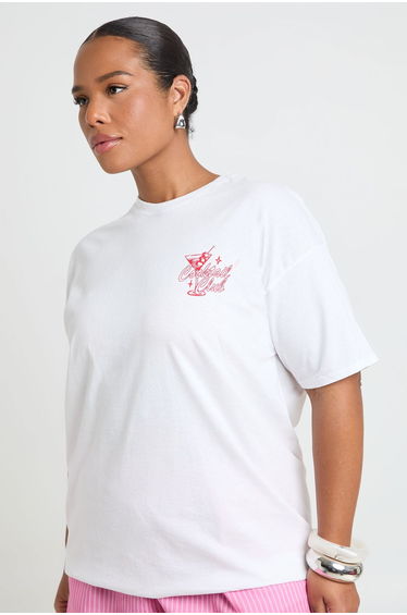 Plus Cocktail Club Printed T Shirt - white
