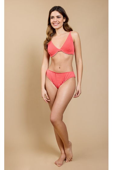 Philomena Coral Textured Stripe Underwired Bikini Top by Vicky Pattison