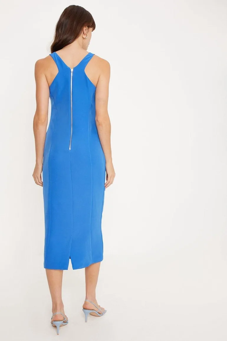 Crepe Tailored Zip Back Midi Dress - 2