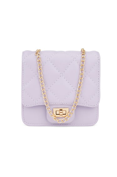 Lavender Puffed Quilted Mini Sling Bag