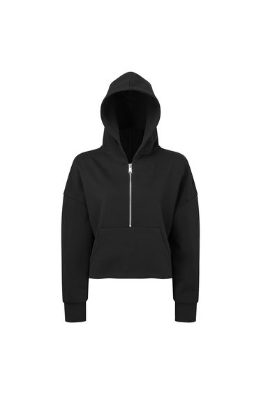 TriDri Womens/Ladies Half Zip Hoodie - Black