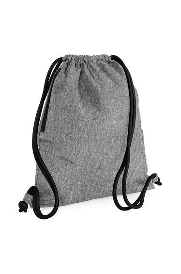 Bagbase Icon Drawstring Bag/Gymsac - Grey Marl/Black