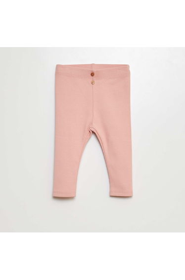 Ribbed leggings with buttons PINK