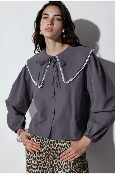 BDART Poplin Baby Collar Shirt with Bow