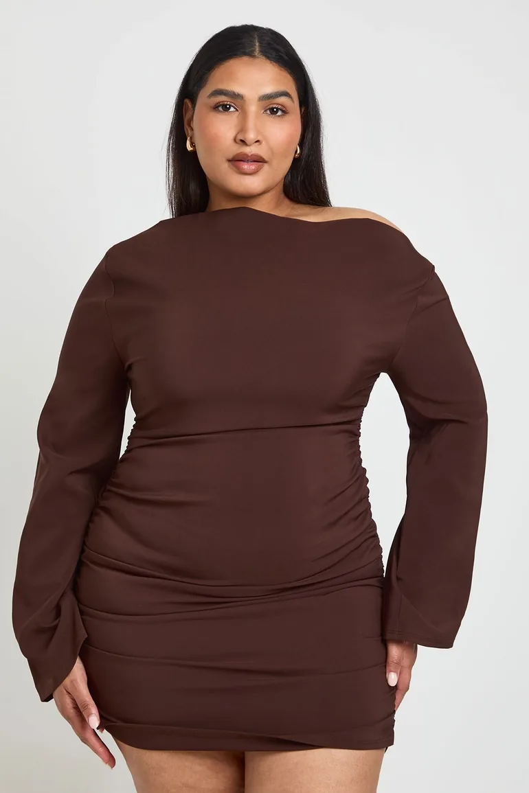 ruched mini dress plus size Unique Bargains Women's Plus Size Bodycon Mesh Stretchy Ruched Pencil Mini Dress 3X Black, Size: 3XL