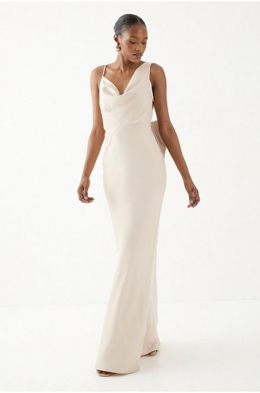 Asymmetric Bow Detail Bridesmaid Dress