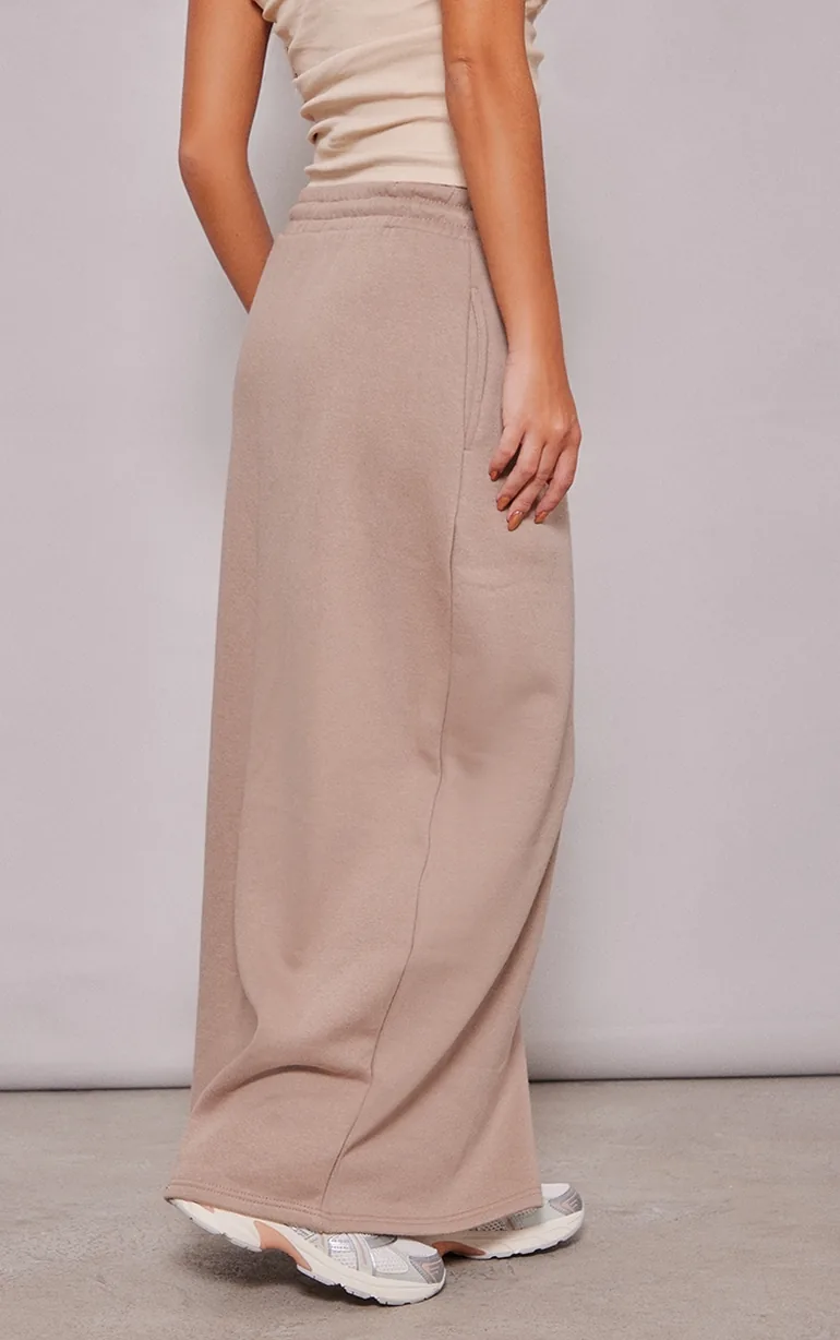 Mocha Sweat Drawstring Midi Skirt - 2