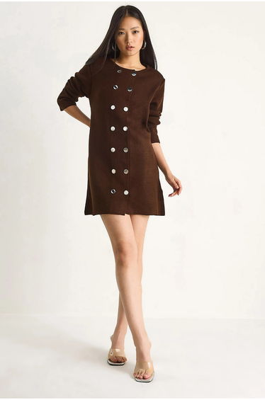 LUCCI Knit Mini Dress with Buttoned
