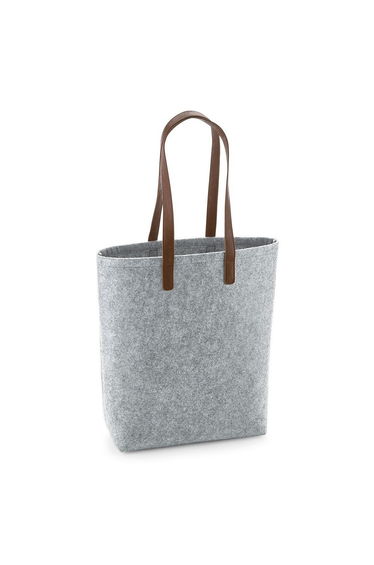 Bagbase Adults Unisex Premium Felt Tote - Grey Melange/Tan