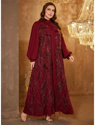 Plus Size Embellished Kimono and Maxi Dress Co-ord Set - 4