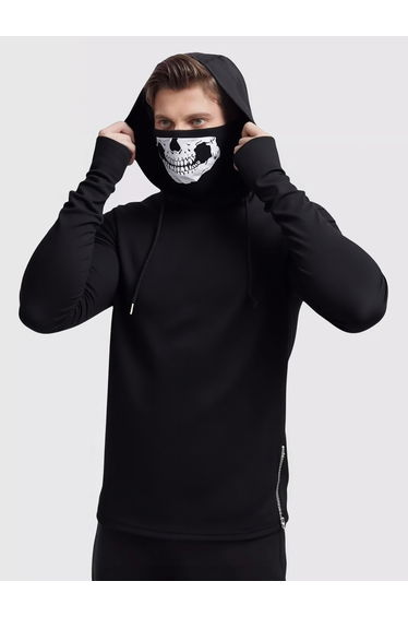 Men Solid Long Sleeve Hoodie