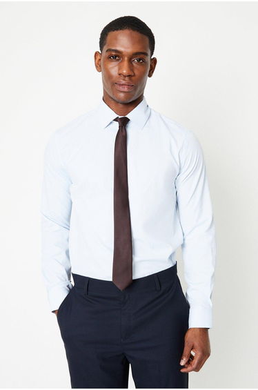 Blue Slim Fit Long Sleeve Easy Iron Shirt
