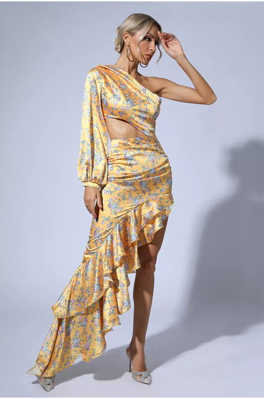 Nina Yellow Floral Maxi Dress
