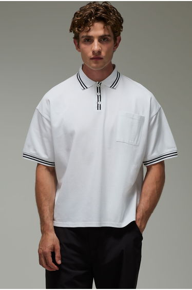 Active Tricot Pique Oversized Fit Golf Polo - white