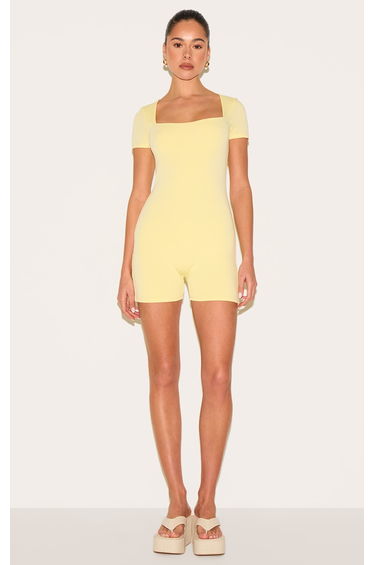 Lemon Double Layer Contour Jersey Square Neck Unitard