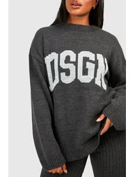Dsgn Crew Neck Knitted Jumper - charcoal - 3