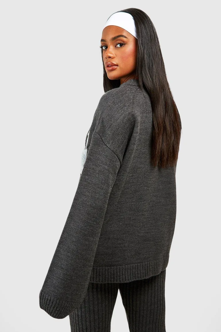 Dsgn Crew Neck Knitted Jumper - charcoal - 1