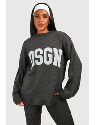 Dsgn Crew Neck Knitted Jumper - charcoal