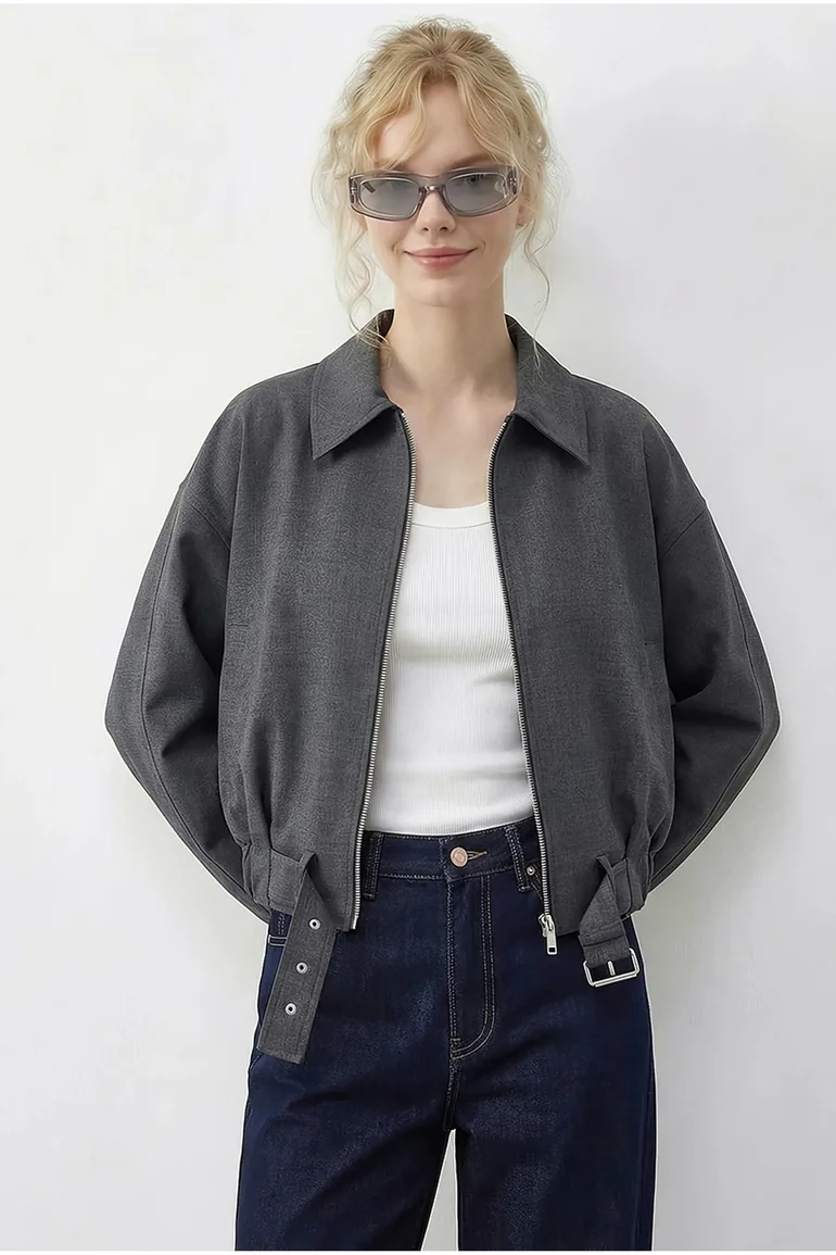 LUCCI Belted Oversized Bomber Jacket - 1