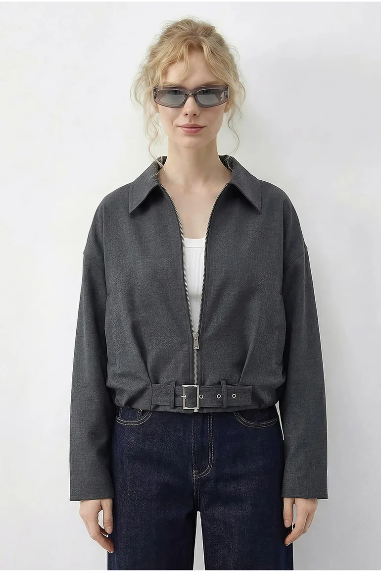 LUCCI Belted Oversized Bomber Jacket - 2