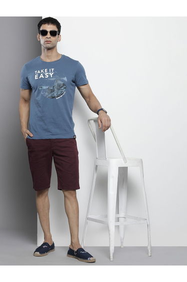 Men Purple Slim Fit Solid Shorts